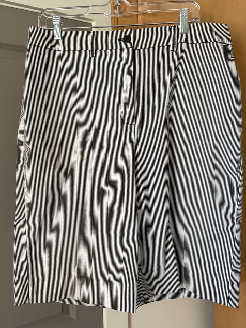 Anne Klein Black and White Pinstripe Bermuda Shorts